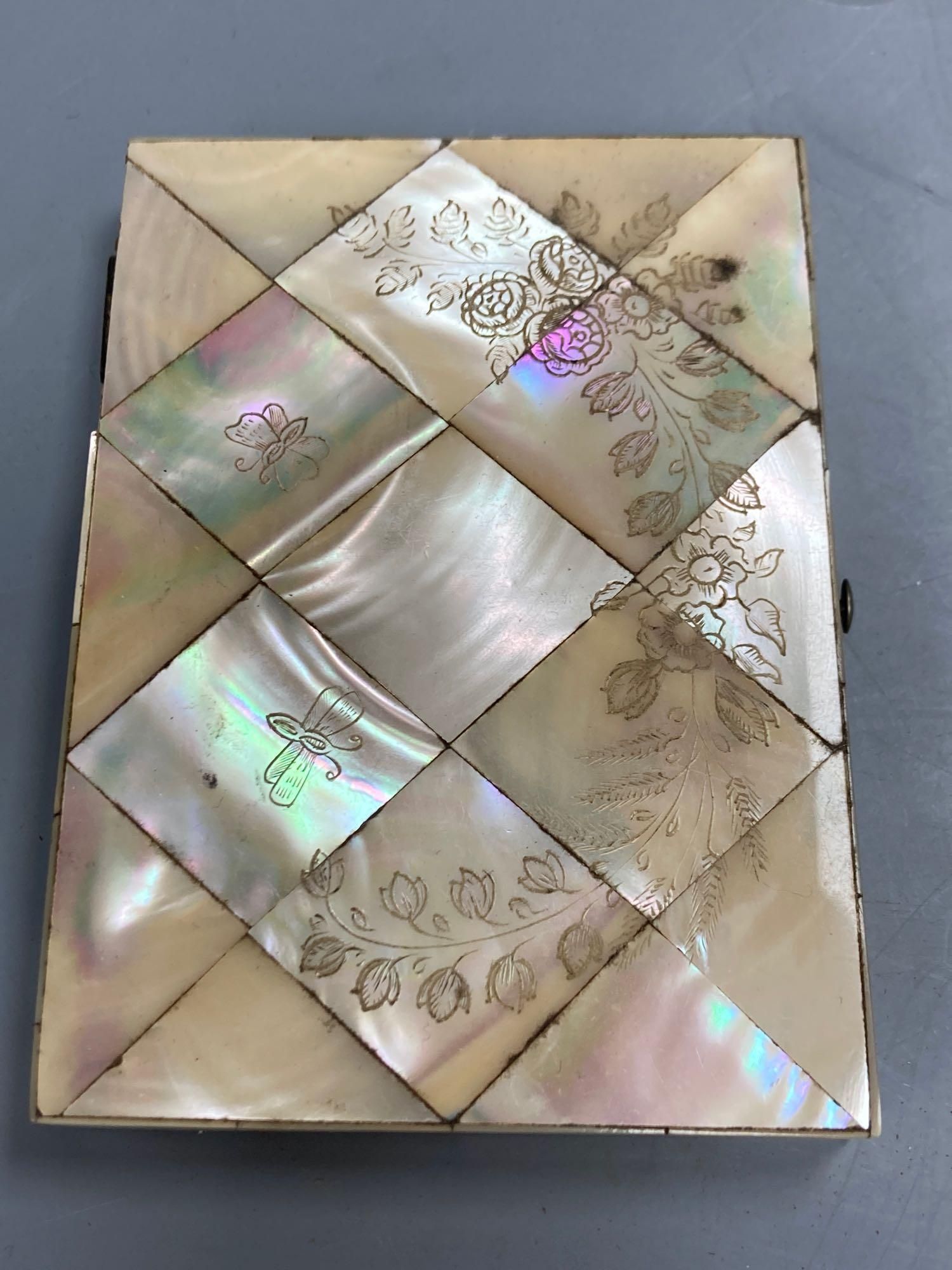 Two mother of pearl card cases